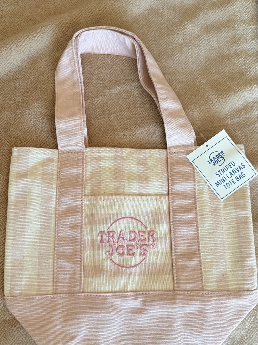 Pink Striped Trader Joe’s Mini Canvas Tote Bag